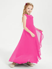 Abiti Da Damigella Junior Asimmetrici Moderni con Scollo A Cappuccio Fucsia