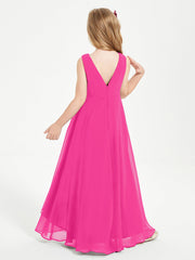 Abiti Da Damigella Junior Asimmetrici Moderni con Scollo A Cappuccio Fucsia
