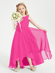 Abiti Da Damigella Junior Asimmetrici Moderni con Scollo A Cappuccio Fucsia