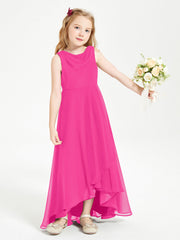 Abiti Da Damigella Junior Asimmetrici Moderni con Scollo A Cappuccio Fucsia