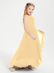 Abiti Da Damigella Junior Asimmetrici Moderni con Scollo A Cappuccio Oro