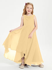 Abiti Da Damigella Junior Asimmetrici Moderni con Scollo A Cappuccio Oro