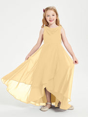 Abiti Da Damigella Junior Asimmetrici Moderni con Scollo A Cappuccio Oro