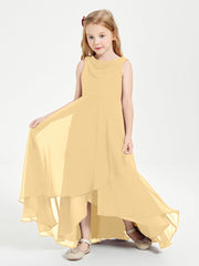 Abiti Da Damigella Junior Asimmetrici Moderni con Scollo A Cappuccio Oro