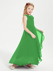 Abiti Da Damigella Junior Asimmetrici Moderni con Scollo A Cappuccio Verde