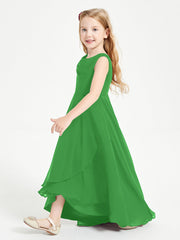 Abiti Da Damigella Junior Asimmetrici Moderni con Scollo A Cappuccio Verde