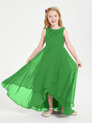 Abiti Da Damigella Junior Asimmetrici Moderni con Scollo A Cappuccio Verde