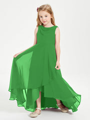 Abiti Da Damigella Junior Asimmetrici Moderni con Scollo A Cappuccio Verde