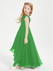 Abiti Da Damigella Junior Asimmetrici Moderni con Scollo A Cappuccio Verde