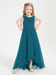 Abiti Da Damigella Junior Asimmetrici Moderni con Scollo A Cappuccio Blu Inchiostro