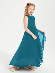 Abiti Da Damigella Junior Asimmetrici Moderni con Scollo A Cappuccio Blu Inchiostro