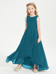 Abiti Da Damigella Junior Asimmetrici Moderni con Scollo A Cappuccio Blu Inchiostro