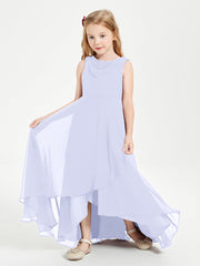 Abiti Da Damigella Junior Asimmetrici Moderni con Scollo A Cappuccio Lavanda