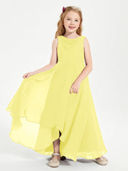 Abiti Da Damigella Junior Asimmetrici Moderni con Scollo A Cappuccio Limone