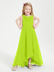 Abiti Da Damigella Junior Asimmetrici Moderni con Scollo A Cappuccio Verde Lime
