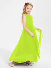 Abiti Da Damigella Junior Asimmetrici Moderni con Scollo A Cappuccio Verde Lime