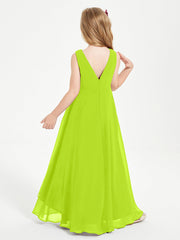 Abiti Da Damigella Junior Asimmetrici Moderni con Scollo A Cappuccio Verde Lime