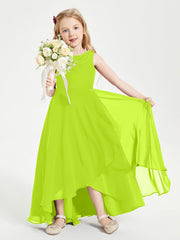Abiti Da Damigella Junior Asimmetrici Moderni con Scollo A Cappuccio Verde Lime