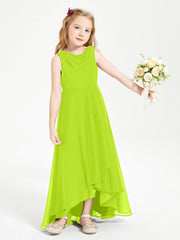 Abiti Da Damigella Junior Asimmetrici Moderni con Scollo A Cappuccio Verde Lime