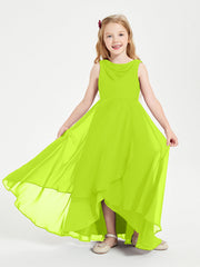 Abiti Da Damigella Junior Asimmetrici Moderni con Scollo A Cappuccio Verde Lime