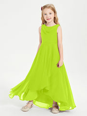 Abiti Da Damigella Junior Asimmetrici Moderni con Scollo A Cappuccio Verde Lime