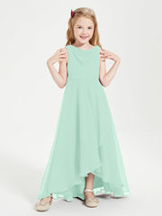 Abiti Da Damigella Junior Asimmetrici Moderni con Scollo A Cappuccio Verde Menta