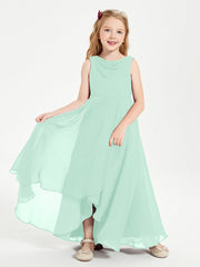 Abiti Da Damigella Junior Asimmetrici Moderni con Scollo A Cappuccio Verde Menta