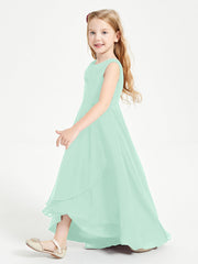 Abiti Da Damigella Junior Asimmetrici Moderni con Scollo A Cappuccio Verde Menta