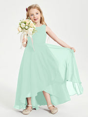 Abiti Da Damigella Junior Asimmetrici Moderni con Scollo A Cappuccio Verde Menta