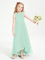 Abiti Da Damigella Junior Asimmetrici Moderni con Scollo A Cappuccio Verde Menta