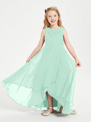 Abiti Da Damigella Junior Asimmetrici Moderni con Scollo A Cappuccio Verde Menta