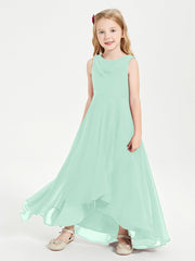 Abiti Da Damigella Junior Asimmetrici Moderni con Scollo A Cappuccio Verde Menta