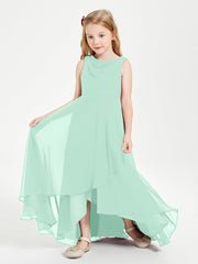 Abiti Da Damigella Junior Asimmetrici Moderni con Scollo A Cappuccio Verde Menta