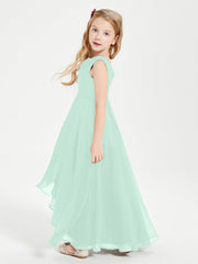 Abiti Da Damigella Junior Asimmetrici Moderni con Scollo A Cappuccio Verde Menta
