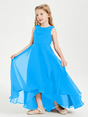 Abiti Da Damigella Junior Asimmetrici Moderni con Scollo A Cappuccio Blu Oceano