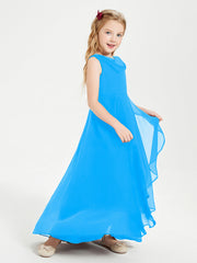 Abiti Da Damigella Junior Asimmetrici Moderni con Scollo A Cappuccio Blu Oceano