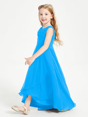 Abiti Da Damigella Junior Asimmetrici Moderni con Scollo A Cappuccio Blu Oceano
