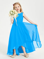 Abiti Da Damigella Junior Asimmetrici Moderni con Scollo A Cappuccio Blu Oceano