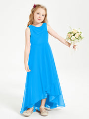 Abiti Da Damigella Junior Asimmetrici Moderni con Scollo A Cappuccio Blu Oceano