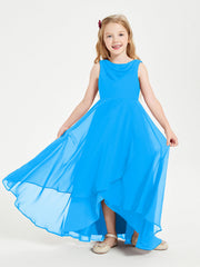 Abiti Da Damigella Junior Asimmetrici Moderni con Scollo A Cappuccio Blu Oceano