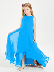 Abiti Da Damigella Junior Asimmetrici Moderni con Scollo A Cappuccio Blu Oceano