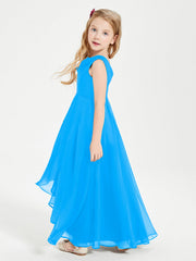 Abiti Da Damigella Junior Asimmetrici Moderni con Scollo A Cappuccio Blu Oceano