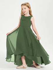 Abiti Da Damigella Junior Asimmetrici Moderni con Scollo A Cappuccio Verde Oliva