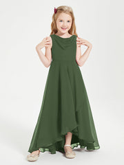 Abiti Da Damigella Junior Asimmetrici Moderni con Scollo A Cappuccio Verde Oliva