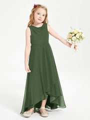 Abiti Da Damigella Junior Asimmetrici Moderni con Scollo A Cappuccio Verde Oliva