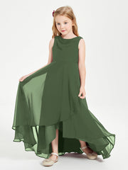 Abiti Da Damigella Junior Asimmetrici Moderni con Scollo A Cappuccio Verde Oliva