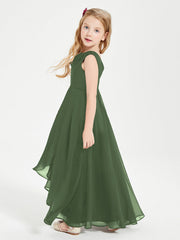 Abiti Da Damigella Junior Asimmetrici Moderni con Scollo A Cappuccio Verde Oliva