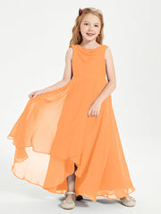 Abiti Da Damigella Junior Asimmetrici Moderni con Scollo A Cappuccio Arancio