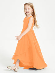 Abiti Da Damigella Junior Asimmetrici Moderni con Scollo A Cappuccio Arancio