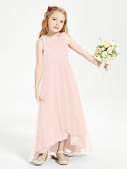 Abiti Da Damigella Junior Asimmetrici Moderni con Scollo A Cappuccio Rosa Perlato